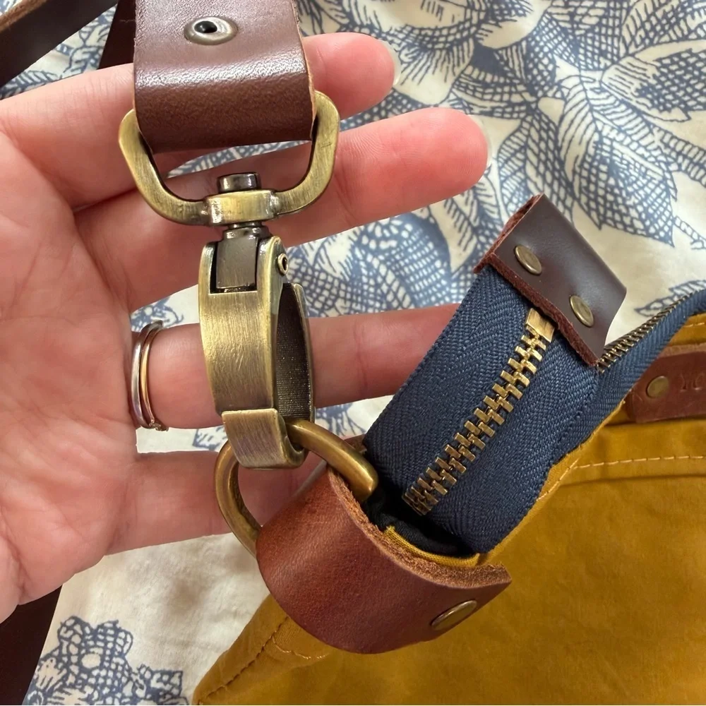 Yorkshire Fox Crossbody Purse Bag Handmade Made in UK Waxed Cotton Leather Brass
